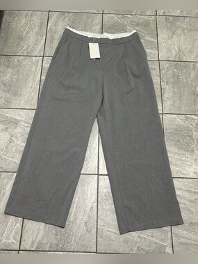 Zara Women’s XL Gray Wide Leg Pleated Dress Pants Trousers NWT